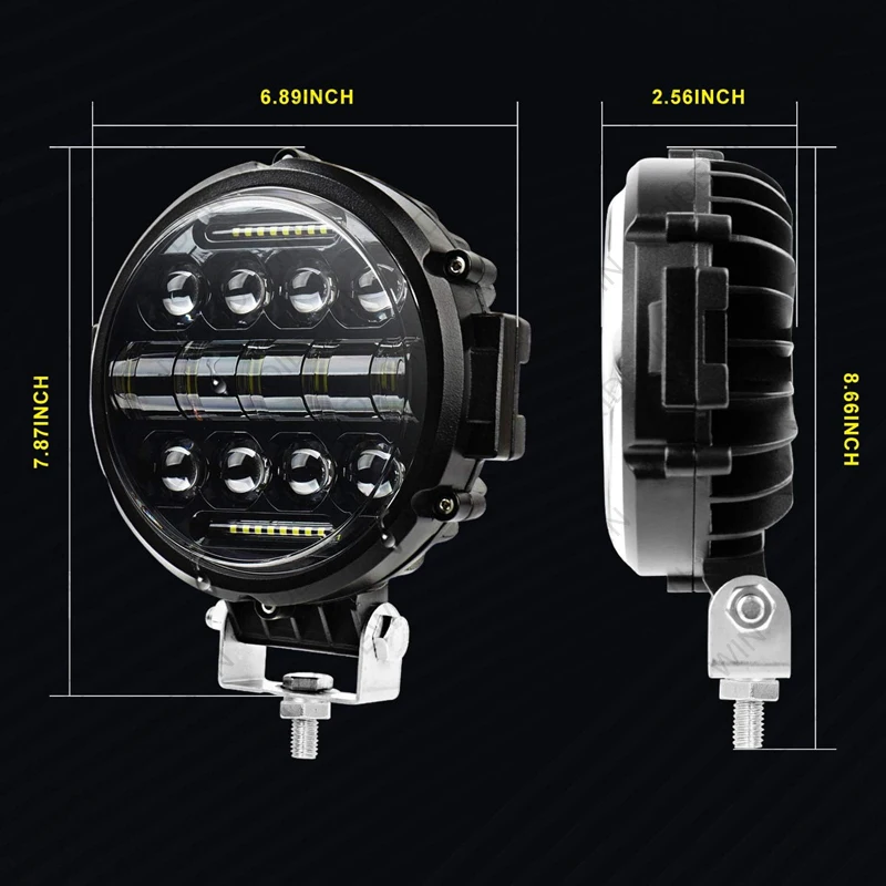 2PC Round 7 Inch 150W Aluminum Alloy LED Work Light Bar Multifunctional High Power Spotlight Driving Lamp fog lamp