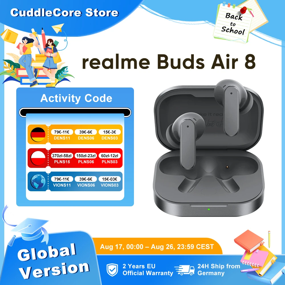 realme Buds Air 8 Bluetooth-Kopfhörer Globale Version Für realme 16 Pro Plus realme GT 8 Pro 55dB 58 Stunden Akkulaufzeit
