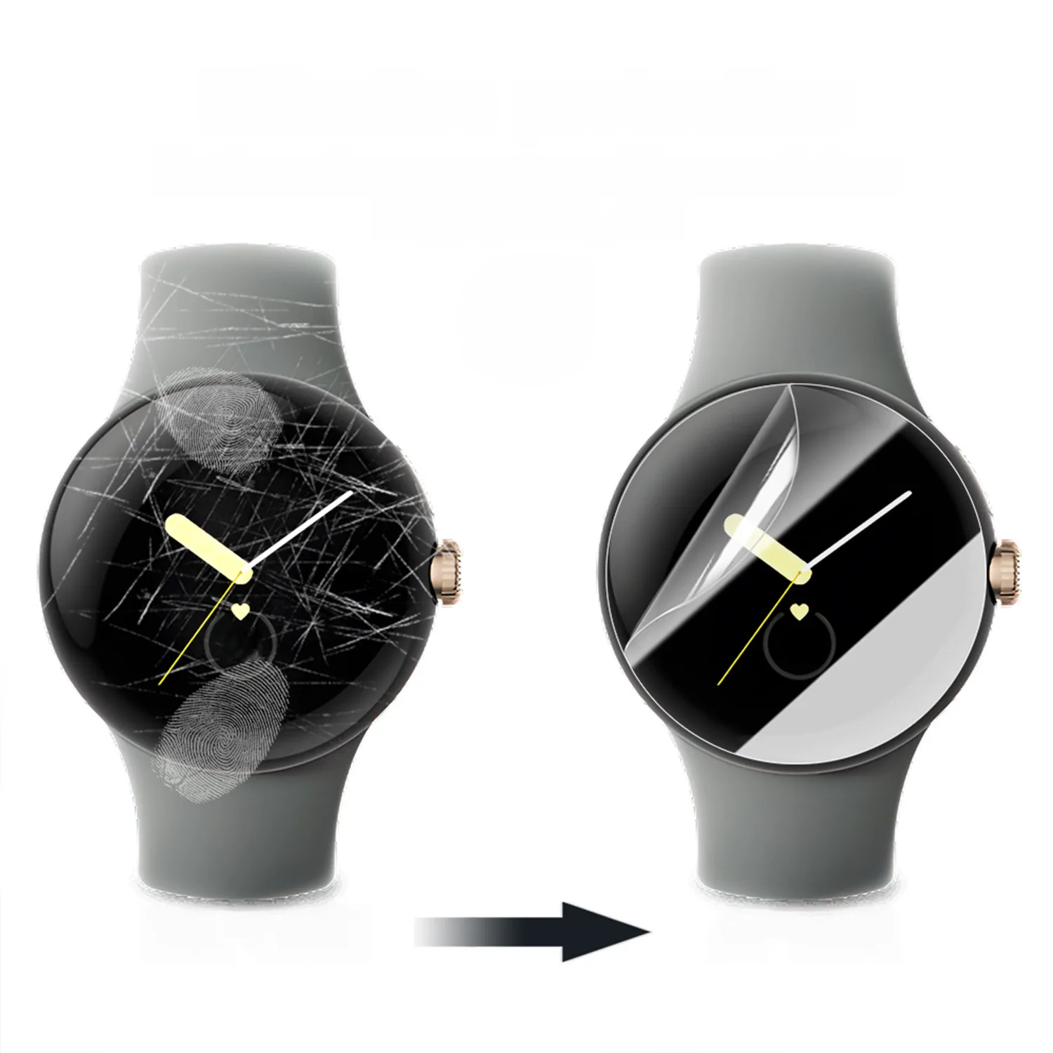 

For Google Pixel Watch4 45mm Pixel Watch 4 41mm Anti-Scratch TPU Hydrogel Film Protector, Soft, HD Clear, Anti-Finger, Shock-Pro