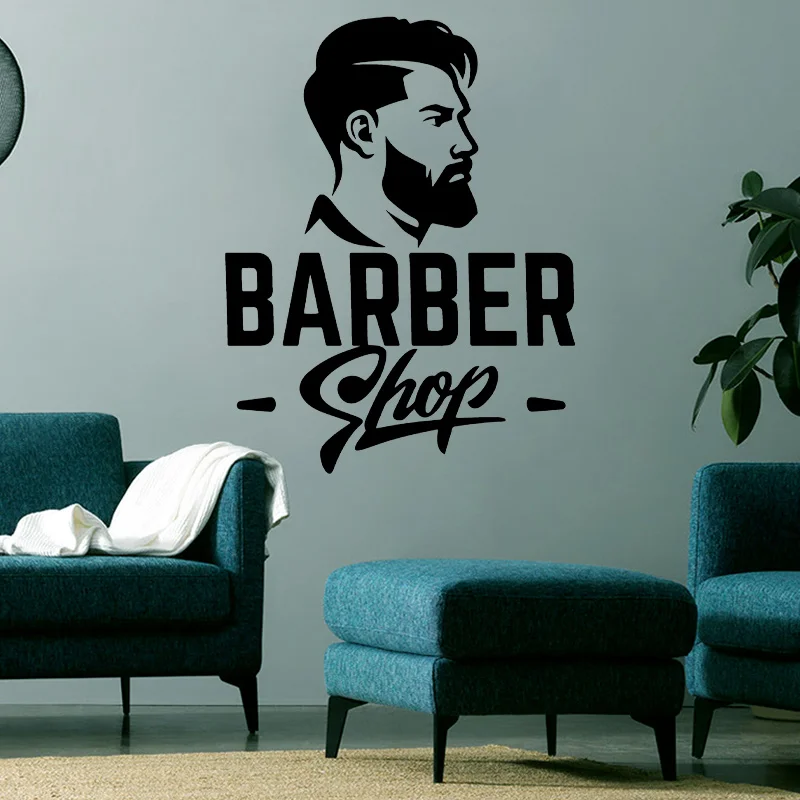 Barber Shop Wall Stickers Vinyl Hairstylist Barbershop Hair Salon Window Decals Removable Self Adhesive Murals Wallpaper 4549