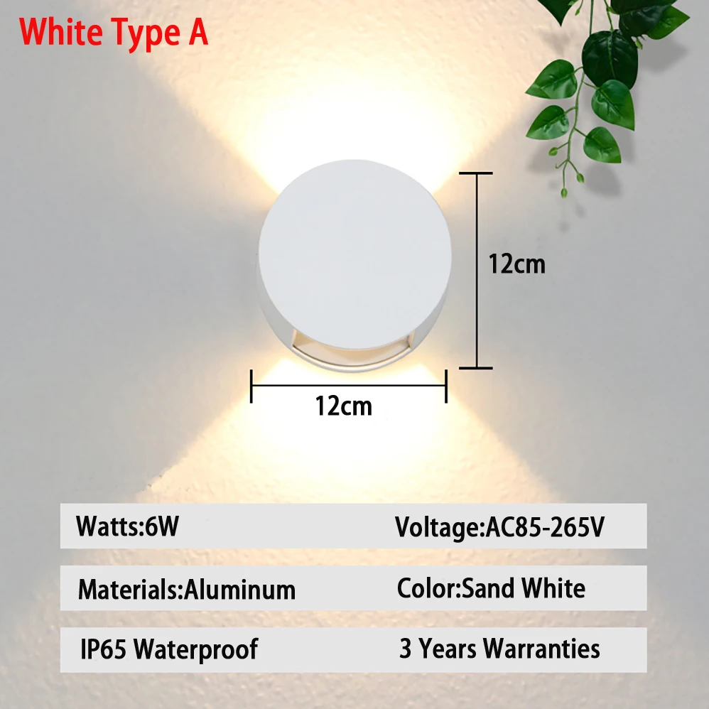 Nowy kinkiet LED AC85-265V 6W nowoczesny styl minimalistyczny IP65 wodoodporny wewnętrzny/lampa zewnętrzna z 3-letnią gwarancją