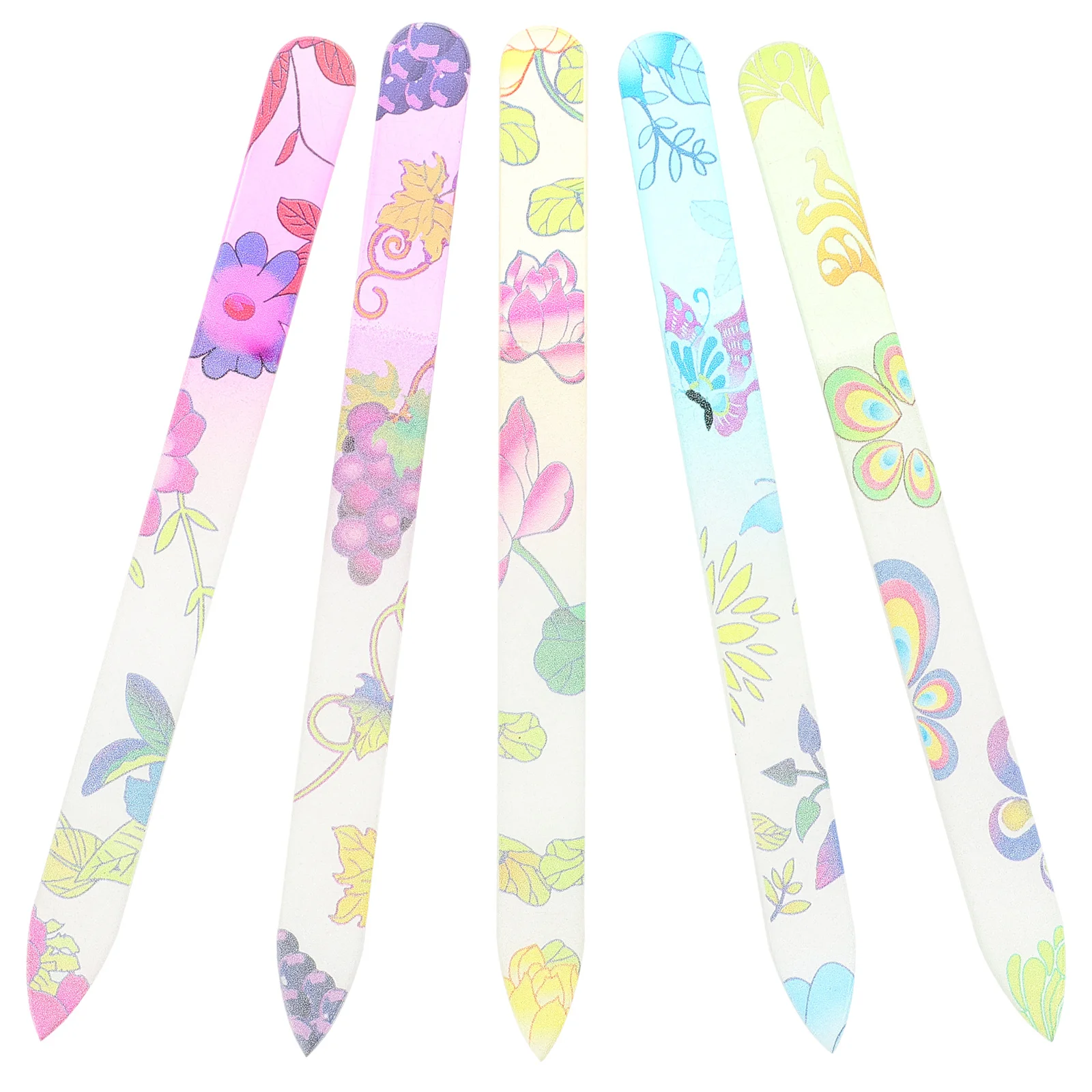 5 قطع من مبرد الأظافر الزجاجي للطباعة للاستخدام الشخصي الاحترافي، إزالة طلاء الأظافر، مبرد أظافر ملون عشوائي