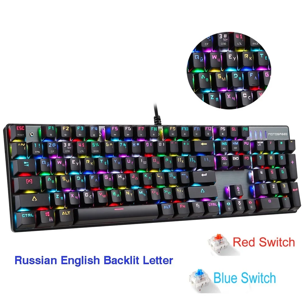 

New CK104 Gaming Mechanical Keyboard English Red Blue Switch Metal Wired LED Backlit RGB Anti-Ghosting for gamer