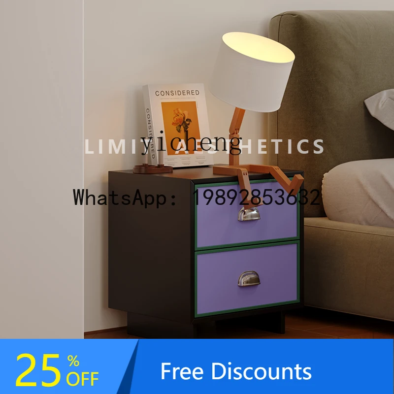 antique bedside table retro bunk bedside cabinet color matching contrasting color storage small cabinet baking paint
