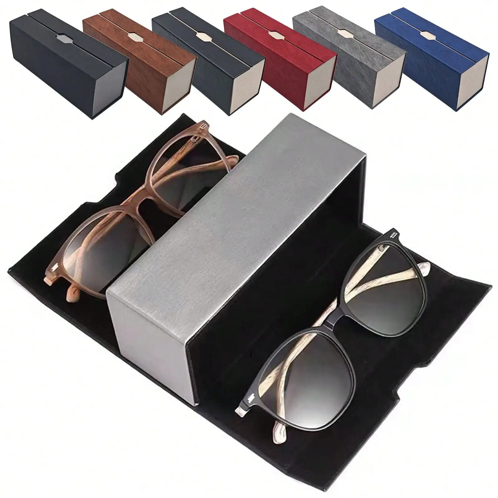 

The New Double-Layer Glasses Storage Box Can Hold Two Pairs Of Glasses, A Large-Capacity Anti-Stress Glasses Case