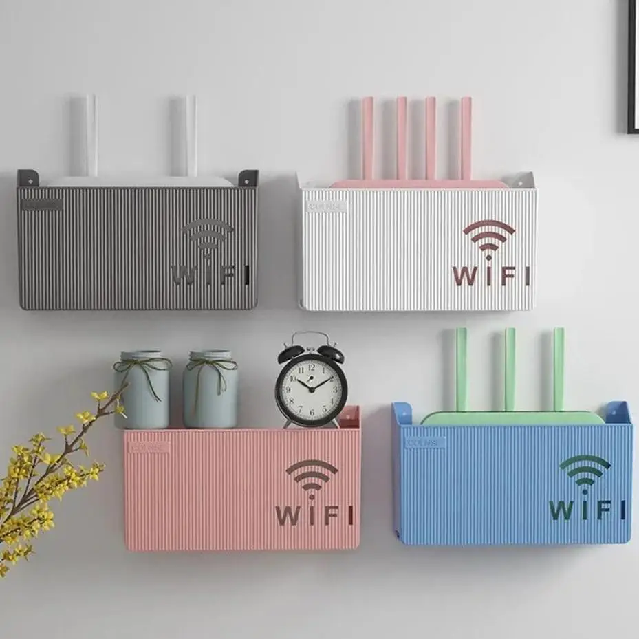 Caja de Almacenamiento para Router Wifi Inalámbrico, Soporte de Pared de Plástico para Cables y Enchufes, Organizador de Pared, Decoración para el Hogar, Cajas Organizadoras