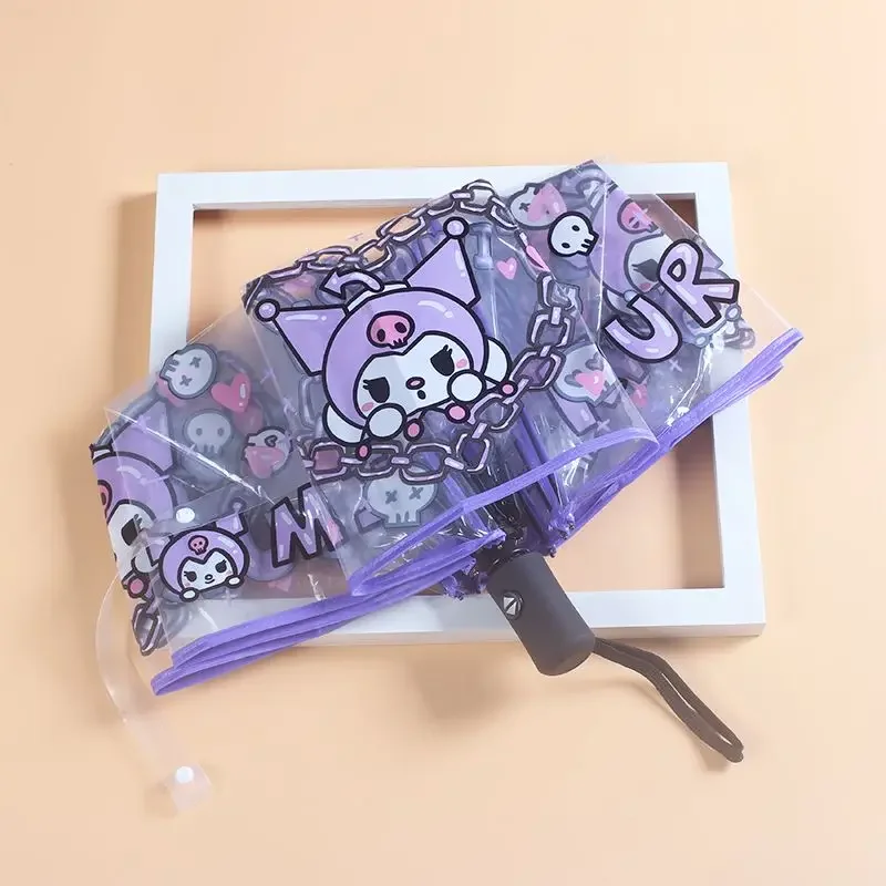 Sanrio Kuromi Transparent Umbrella Kuromi Anime Cartoon Net Red Cinnamoroll Babycinnamoroll Folding Student Umbrella