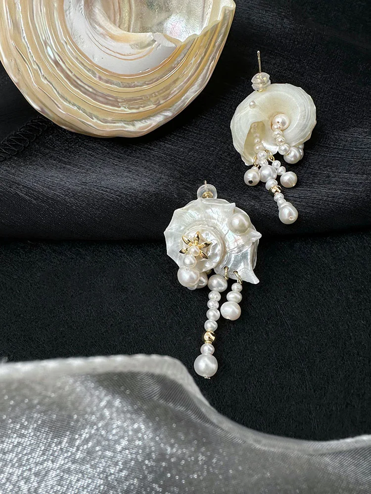 2024 New Pearl Natural Shell Earrings For Women Sweet Romantic Style Jewelry Party Gifts