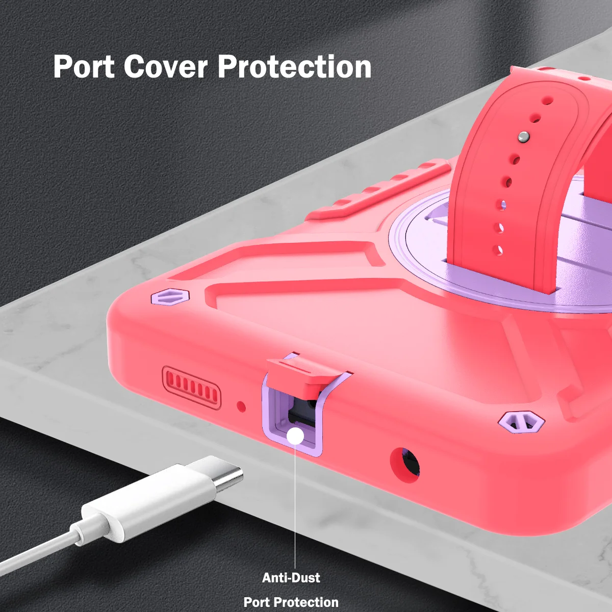 Capa à prova de choque para Galaxy Tab A9 (8,7 polegadas) com 360 °   Alça de mão giratória, alça de ombro portátil