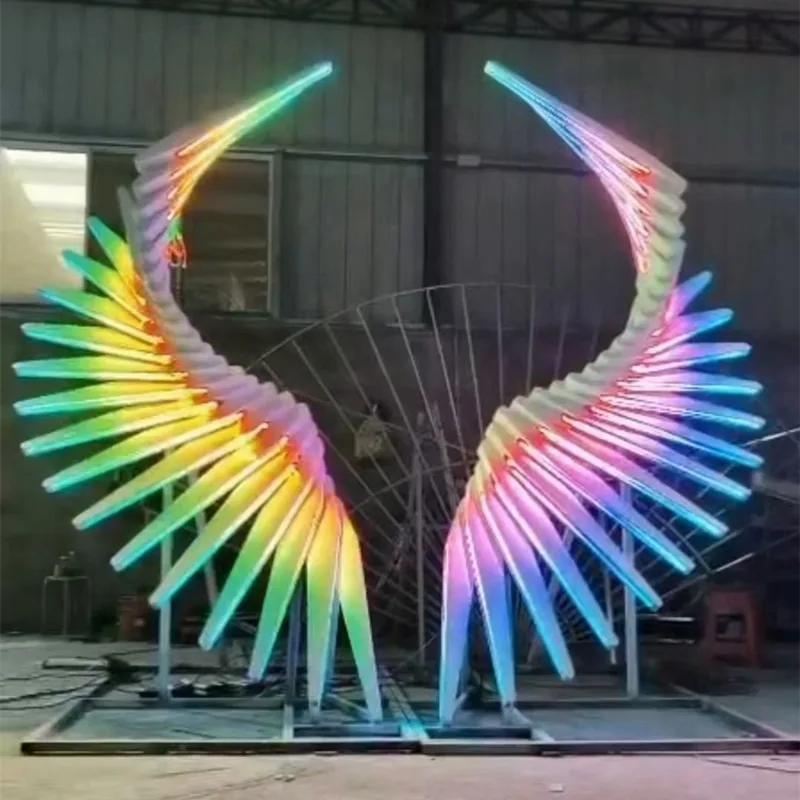induction angel wing light, outdoor waterproof and rust-proof light festival tourist interactive device led angel wing