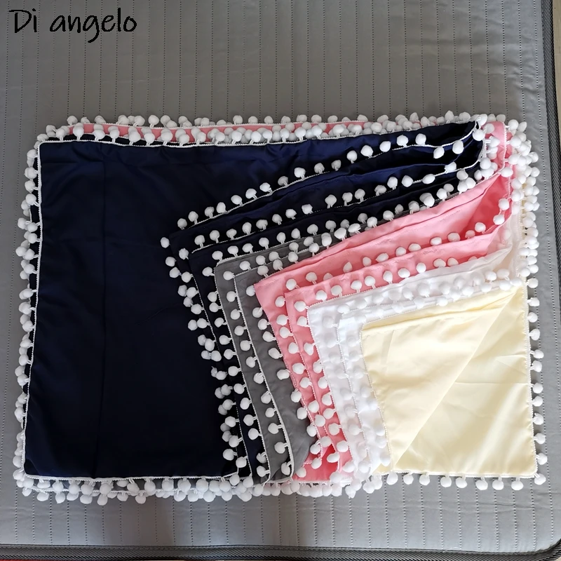 Pink White Gray Pillowcase 2pcs Washed Cotton Fabric Soft Ball edge Pillow Cover For Couple Home Bedding Sleeping Pillow Case#/L