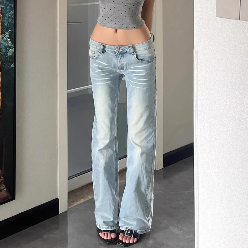 

2025 г., новые расклешенные джинсы в американском стиле Spicy Girl с микро-расклешенными джинсами для женщин, узкие брюки с низкой талией