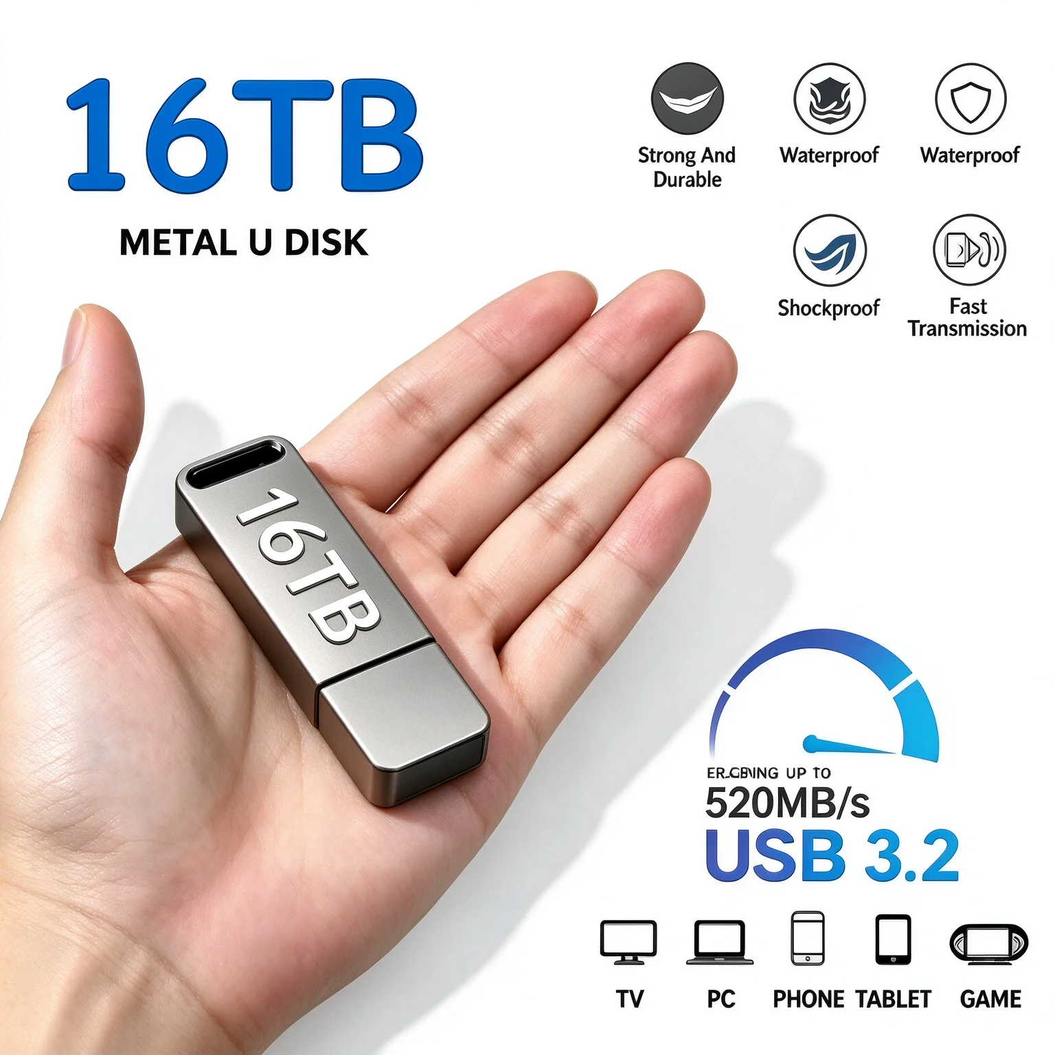 Original Pen Drive USB 3.2 Flash Drive High-Speed Pen Drive Metal USB Memory For Computer Storage Device 8TB Car Music Adapter