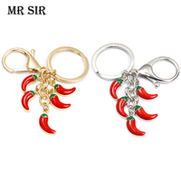 Fashion Alloy Mini Pepper Keychain Creative Red Green Chili Pendant Keyring Bag Car Key Jewelry Accessory For Women Men Gifts