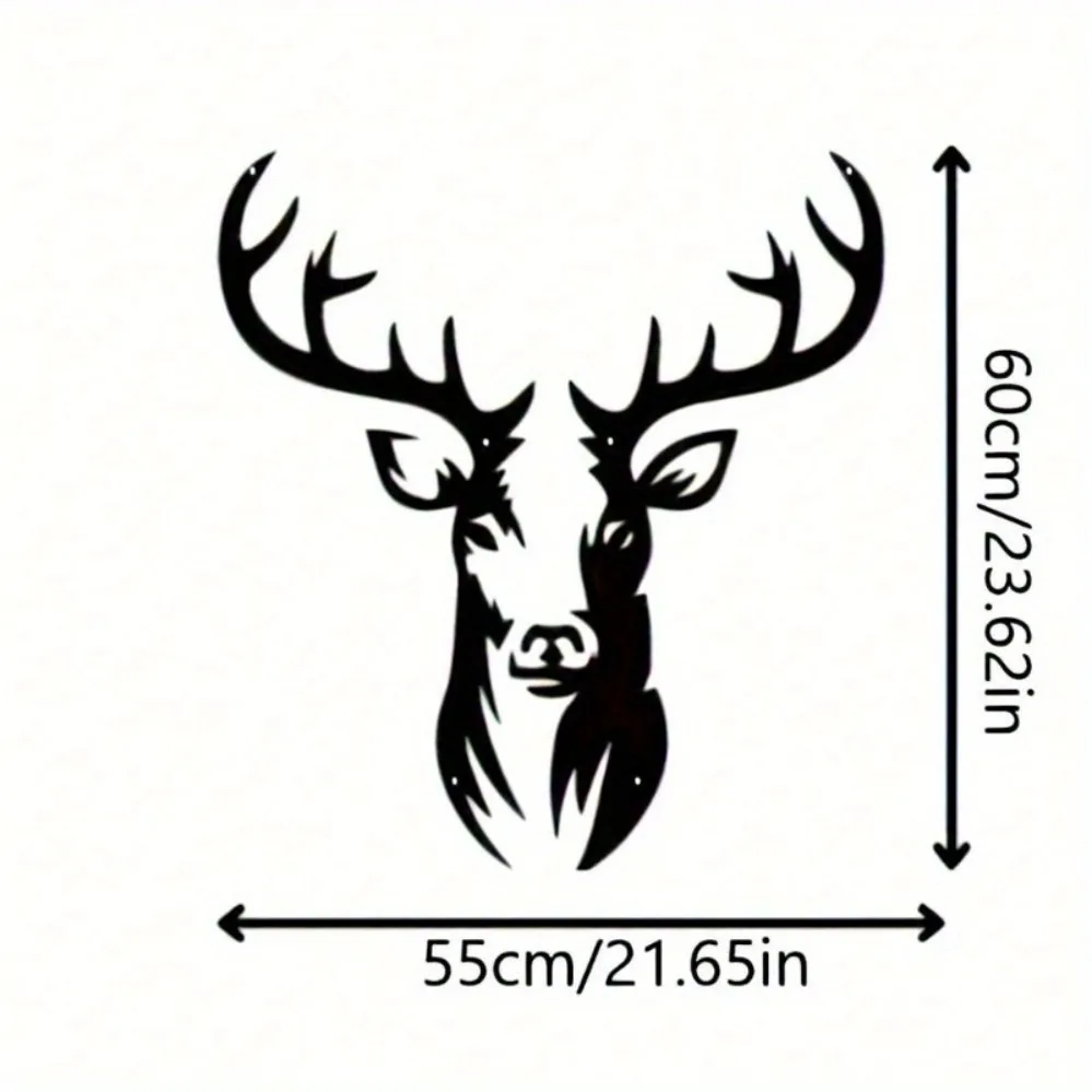 Charming Rustic Metal Deer Head Wall Sculpture: Black Iron Silhouette for Indoor & Outdoor Spaces