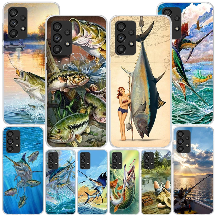 Offshore Angling Fishing Fish Rod Phone Case For Samsung Galaxy A15 A25 A35 A55 A14 A24 A34 A54 A04S A13 A23 A33 A53 A03S A12 A5