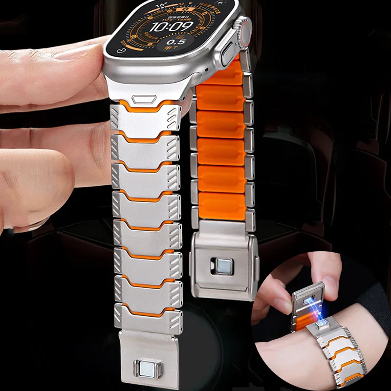 Neues Titan-Metallarmband für Apple Watch Ultra 3 2 49mm Luxuriöses Magnetband für iWatch Series 11 10 46mm 9 8 7 45mm SE 3 44mm