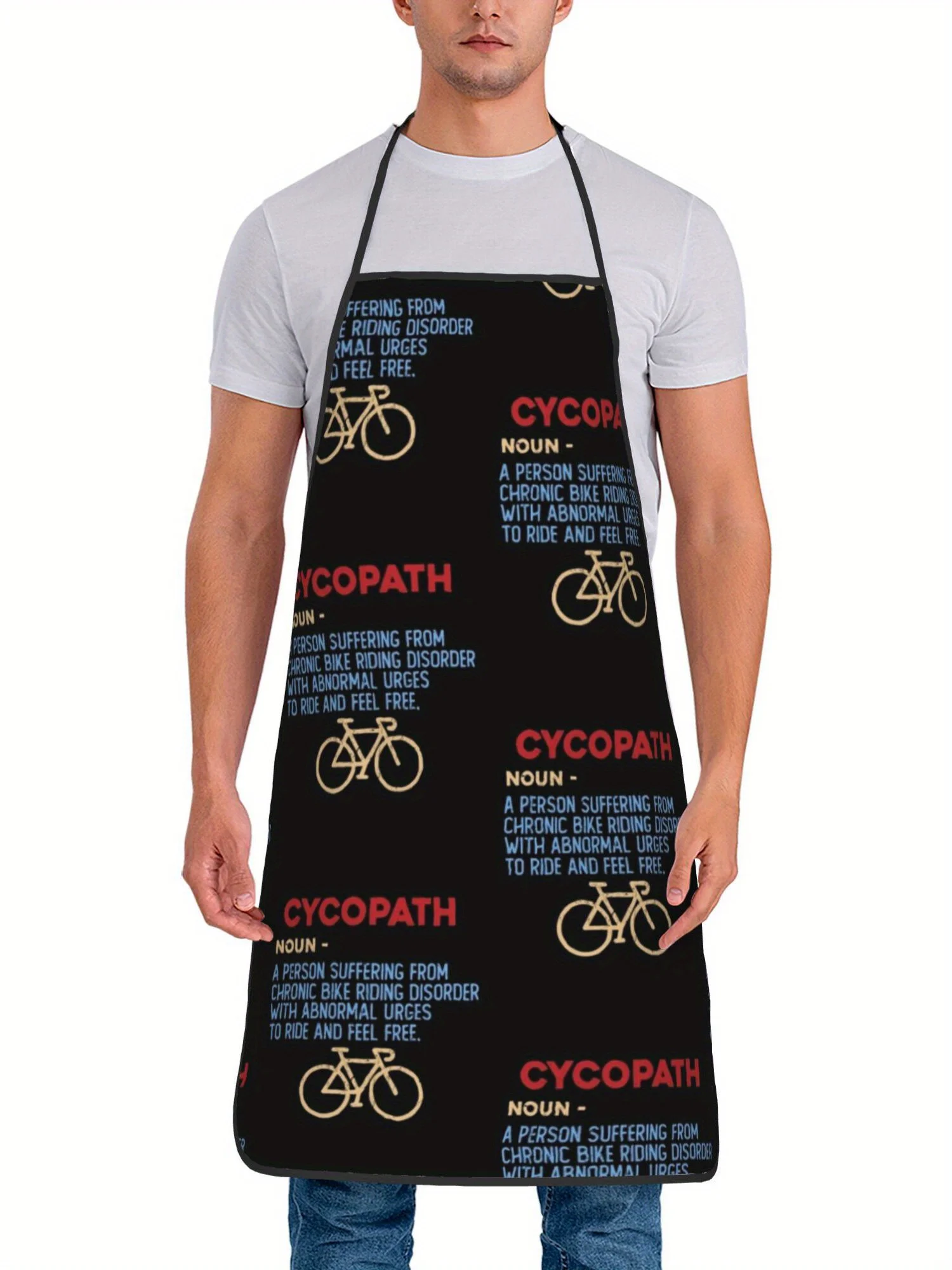 Humorous Cycopath Bike Definition Letter Art Printed Oilproof Apron Men Women Cooking Barbecue Baker Cycling Surprise Gift