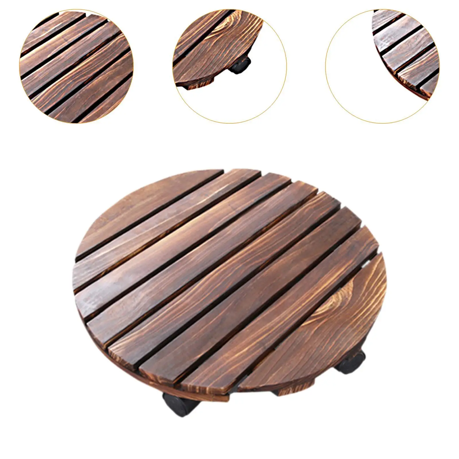 Plant Roller Base Flower Pot Rack Holder Garden Caddy Wooden Wheeled Stand for Large Potted Plants Indoor Outdoor