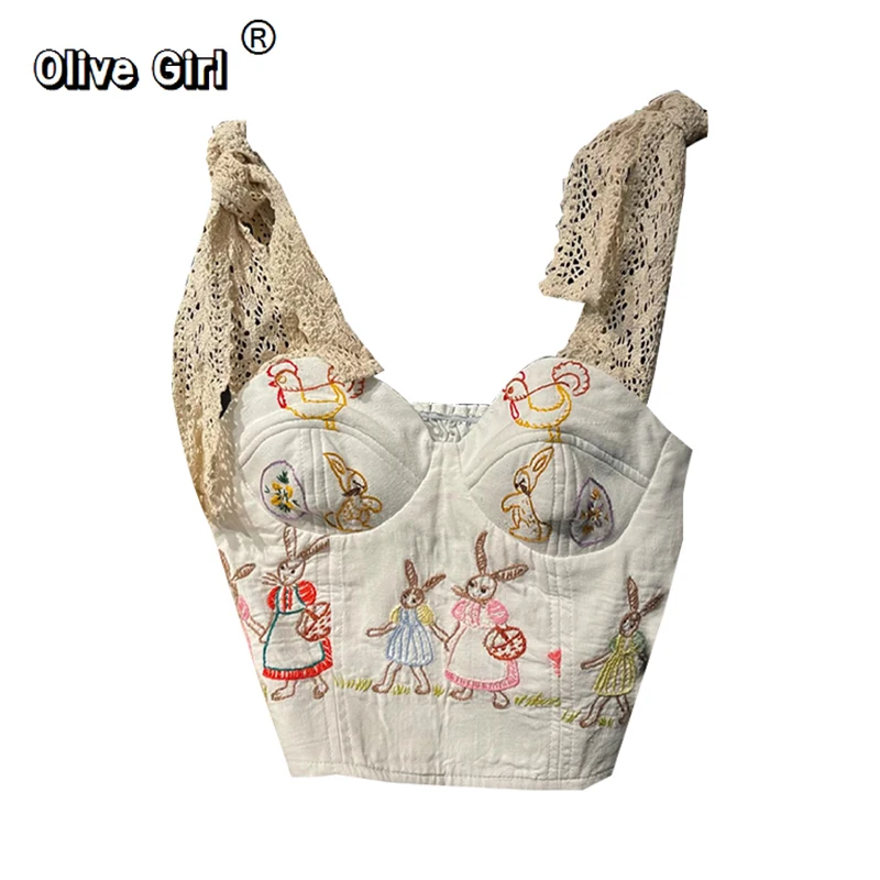 

Women's Crop Top Vintage Y2k 2026 Summer Camisole Fashion Streetwear Casual Print Tube Top Female Sexy Lace Up Off Shoulder Vest