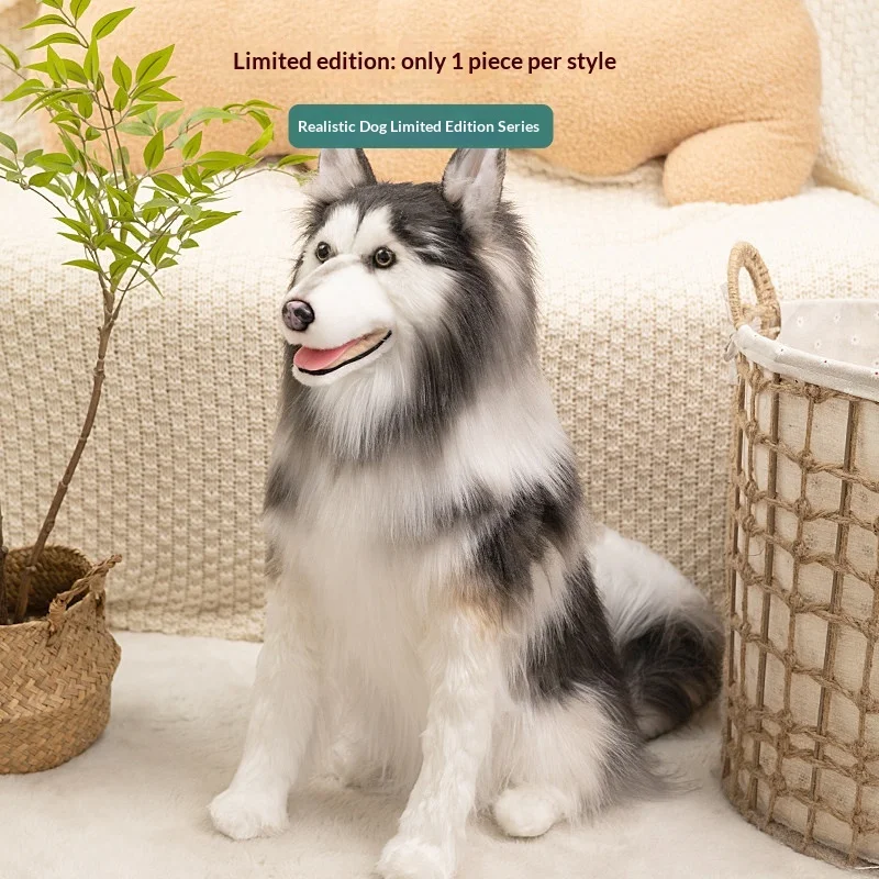 Kadulu Realistic Husky Plush Toy Simulation Dog Stuffed Animal Creative Birthday Gift For Adults Home Decor