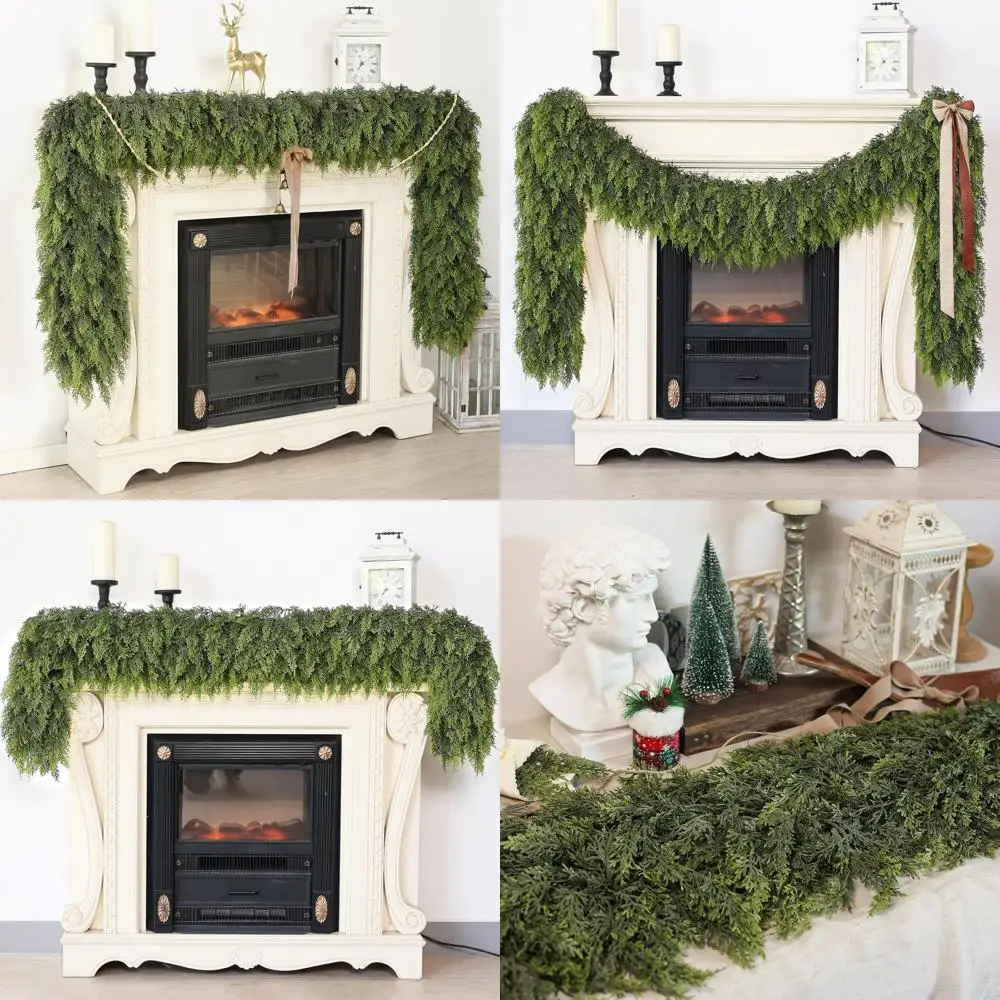 

Pair of 6FT Realistic Touch Christmas Cedar Garlands - Artificial Pine Needles for Holiday Decor, Indoor & Outdoor Use