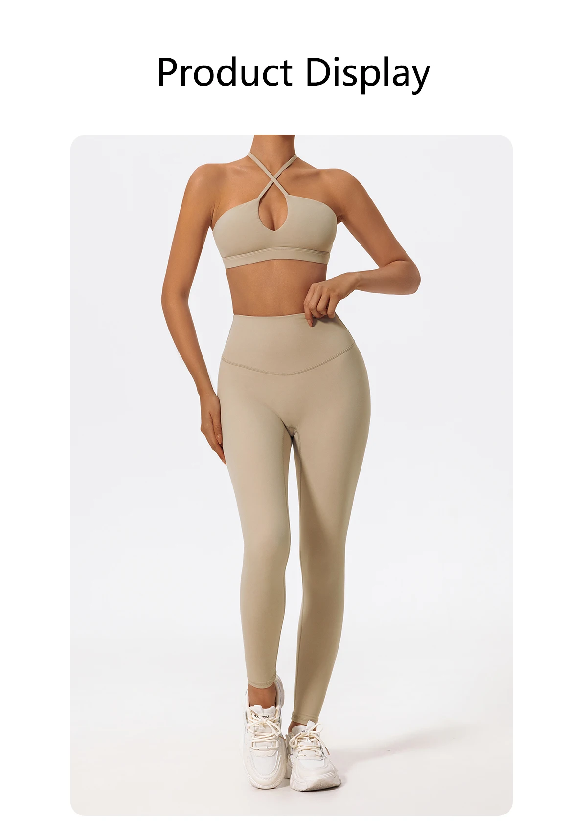Neues Sommer-Zweiteiler-Sportset für Damen, Yoga-Kleidung mit überkreuztem Oberteil, Sport-Bandeau-BH, Sportoutfit für Frauen – Detail 3