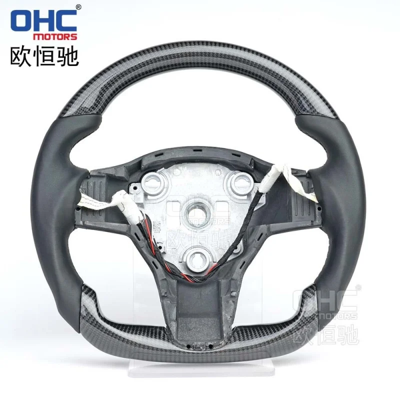 For Tesla Model X/3/Y/S new energy round-style car steering wheel modified carbon fiber sports assembly