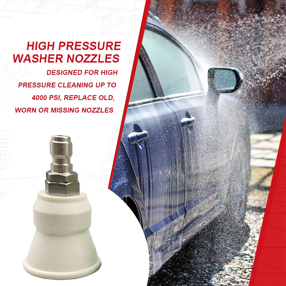 Splash-proof Sleeve Fan Nozzle Rubber High-Pressure Water Gun Nozzle Sheath Tips Stainless Steel Wash Gun Adapter 1/4 Quick Plug