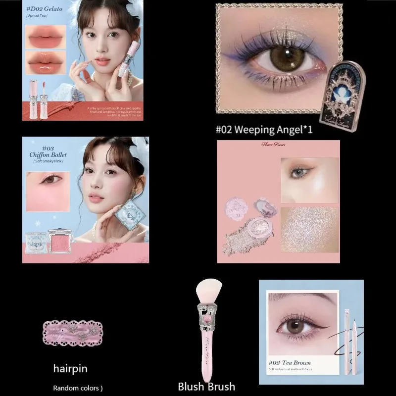 Flower Knows Makeup Set Little Angel Collection Makeup Gift Set Eyeshadow Blush Lip Cream Highlighter Full Kit All In One