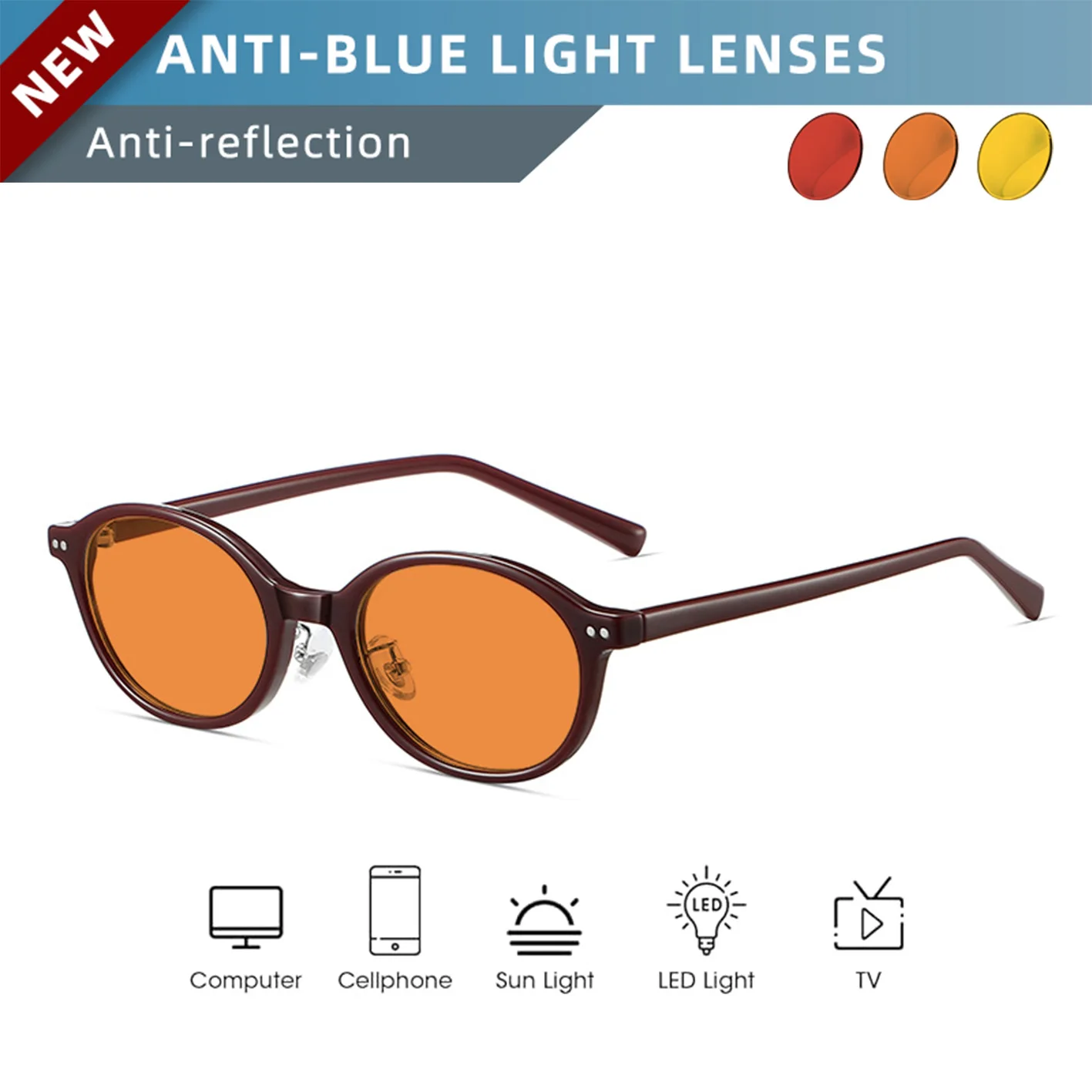SKYWAY Biohacking Glasses Circadian Eyewear Red Yellow Lens Soothe Screen Eye Tiredness Improve Melatonin for Stable Deep Sleep