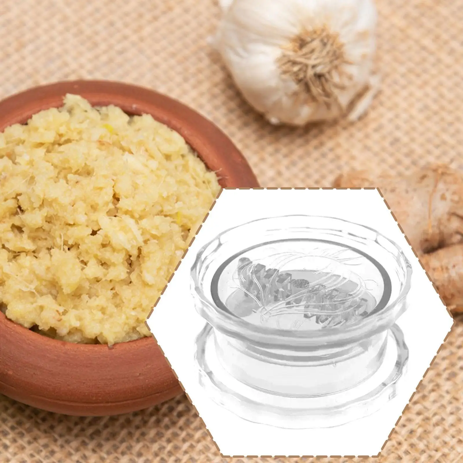 وعاء مبشرة الثوم والزنجبيل، أداة كسارة الطحن اليدوية لضغط الثوم أداة المطبخ لغرفة الطعام والطهي والطحن #2