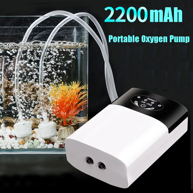 Pompa per ossigeno ad aria per acquario compressore Mini pompa per aria per pesci serbatoio di ricarica USB portatile scarico Ultra muto fornitura di pesca all'aperto