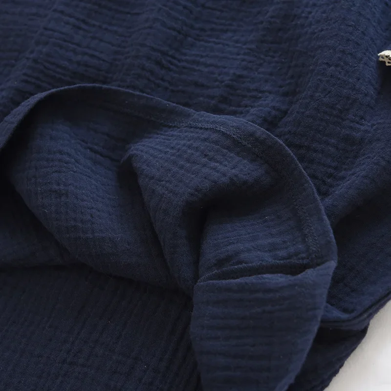 Ladies Pure Cotton Night Dress Women Sleepwear Spring Summer Thin Long-sleeved Double-layer Gauze White Blue Casual Home Wear image 6
