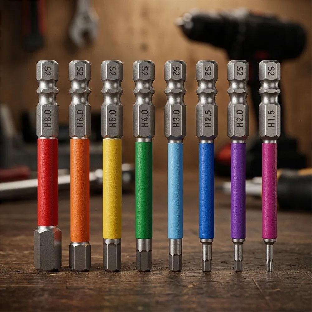 for durable Fastening Tools Set Vessel Precision Fastener Bits Purple for s2 Steel for Hex Bits 6.35mm Hex Shank 65mm Bit Length
