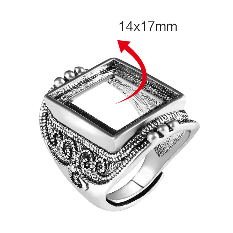 Vintage Zinc Alloy Finger Ring Setting Base Without Stones Round Ring Cabochons Cameo Stainless Settings Tray Adjustable Open