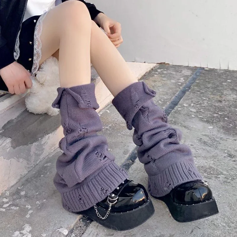 

Harajuku Y2k Goth Knitted Sock Covers Spicy Girl 2000s Aesthetic Fashon Leg Covers Winter Warmer Long Tube Jk Uniform Socks Yk2