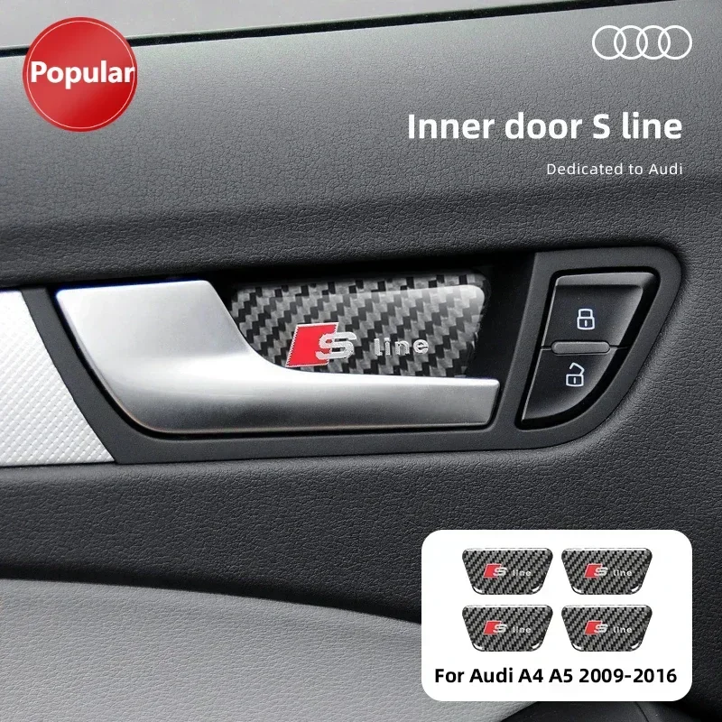 

Для Audi A4L A4 B8 2009-2016, Q5 2009-2017, A5 2008-2017: Аксессуары, накладки на внутренние дверные ручки из карбона, декоративные наклейки