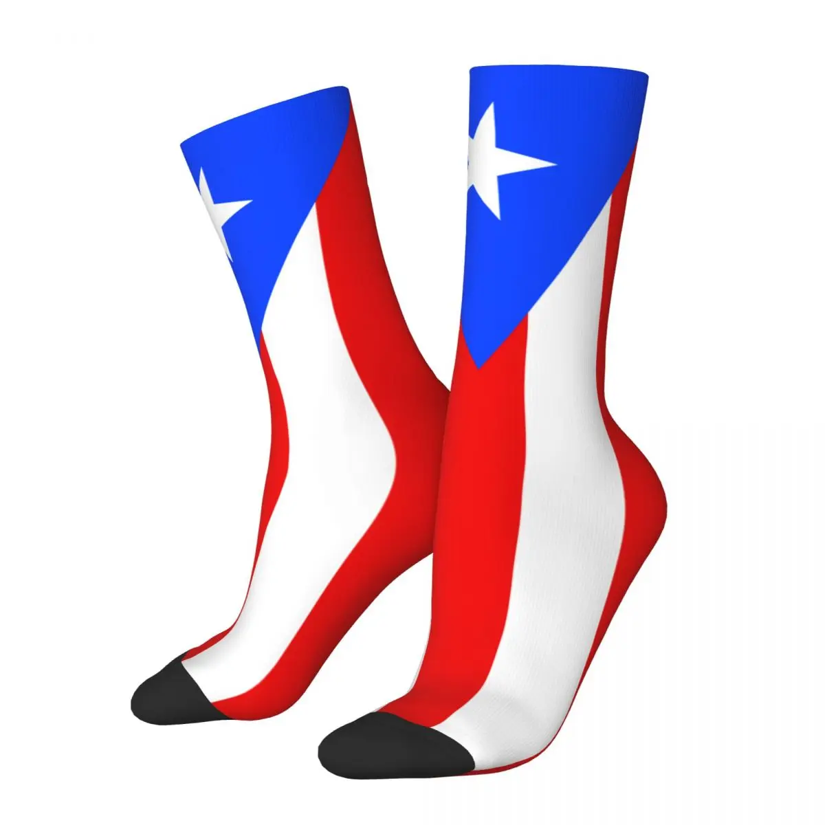 Retro Flag Of Puerto Rico Men\'s Socks Unisex Harajuku Pattern Printed Happy Crew Sock Gift