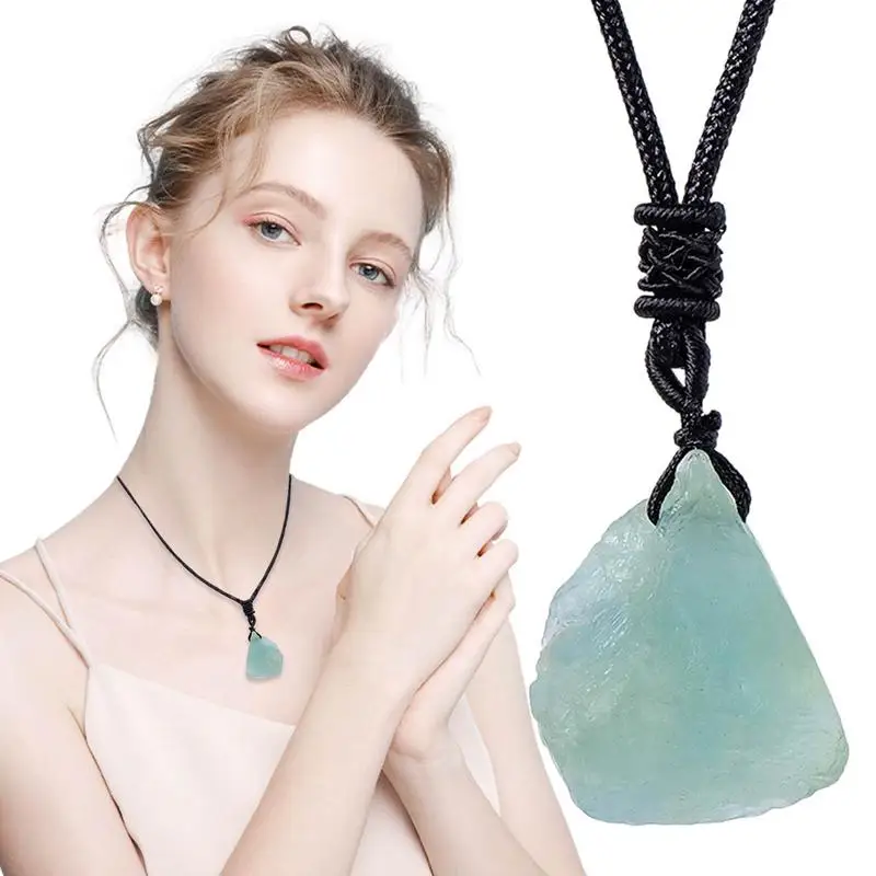 Natural Stone Pendants Green Fluorite Crystals & Stone Pendant Lightweight Unique Crystal Necklace For Birthday Christmas