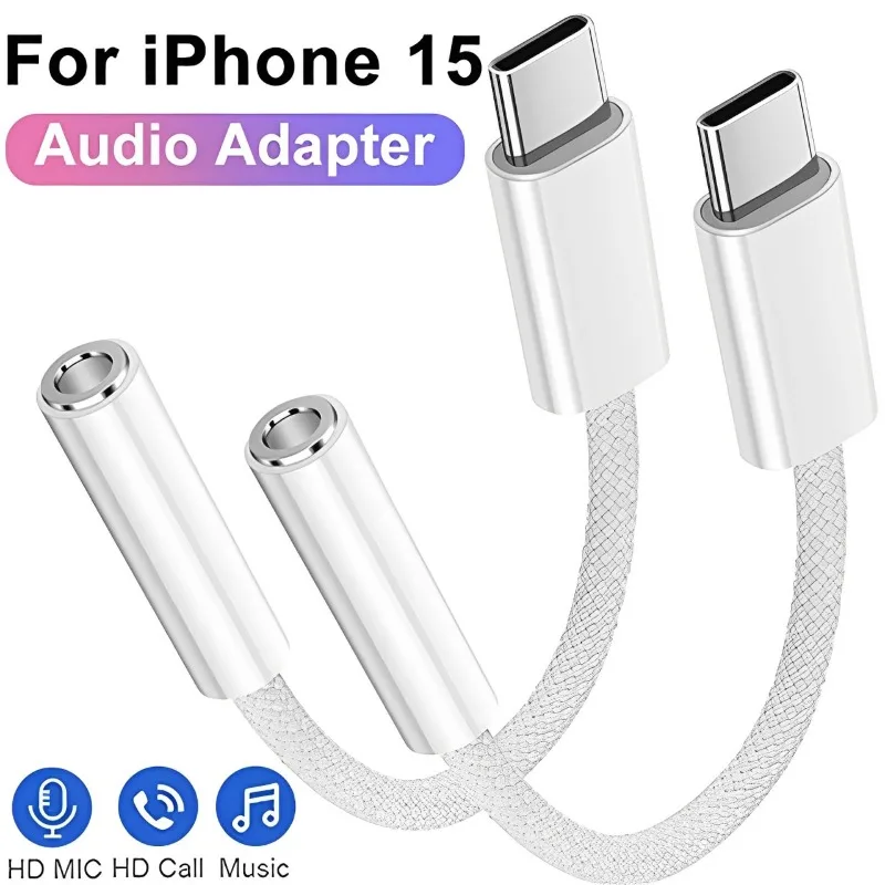 2-1Pcs Type C To 3.5mm Headphone Jack Adapters Audio Cable Converter for IPhone 15 15 Pro Max Samsung Galaxy S23 Huawei Xiaomi