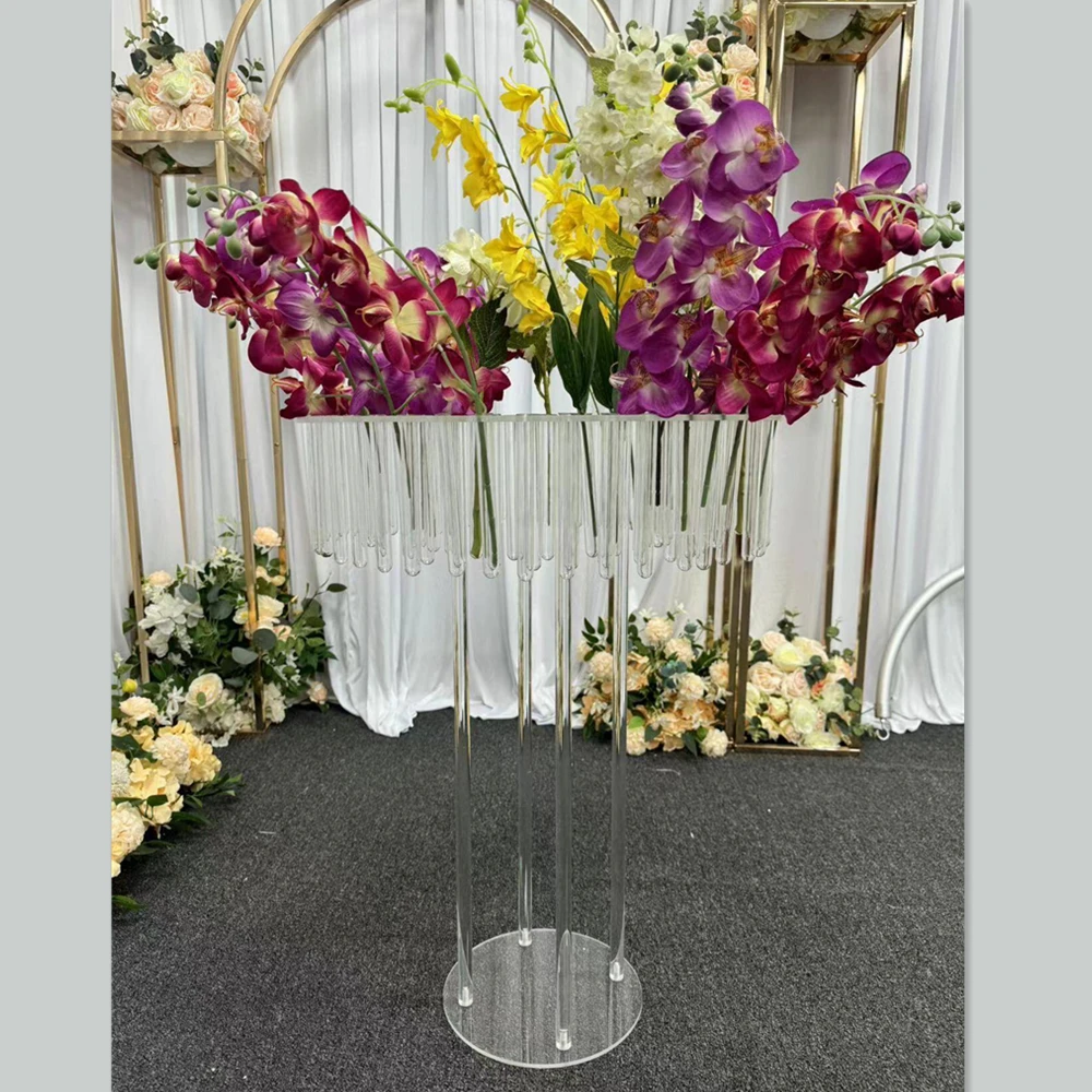 

IMUWEN Wedding Table Centerpiece All Clear 31 Inches Tall Acrylic Road Lead Crystal Vase Event Party Decoration