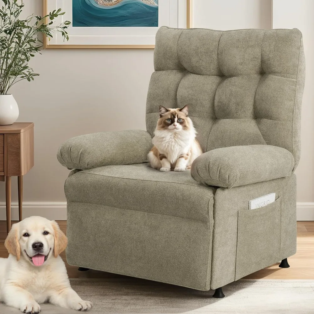 Dual Motor Power Recliner Chair - Independent Foot&Backrest Control, Electric Reclining Sofa w/Infinite Position ,1 Seater