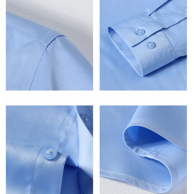 Mens Shirts Long Sleeve Dress Shirts Micro Stretch Casual Soft No-iron Anti-Wrinkle Easy Care Men Shirt Long Sleeve Slim Fit