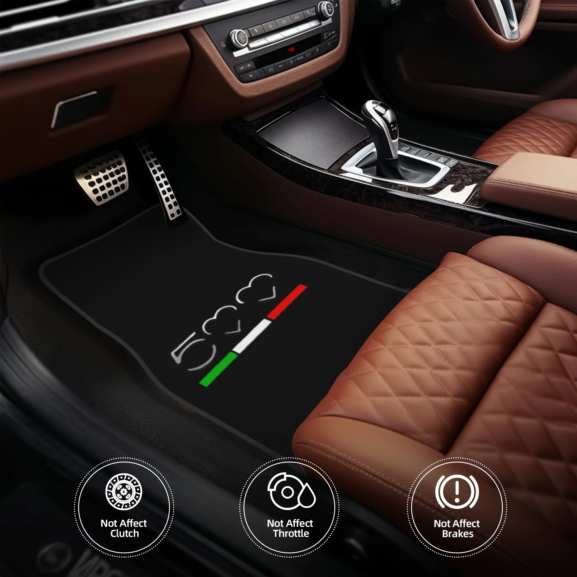 مجموعة مكونة من 4 سجادات أرضية سيارة ممتازة تتميز بتصميم كلاسيكي لـ 500 شعار - مناسبة لجميع موديلات المركبات، عالمية للجبهة #4