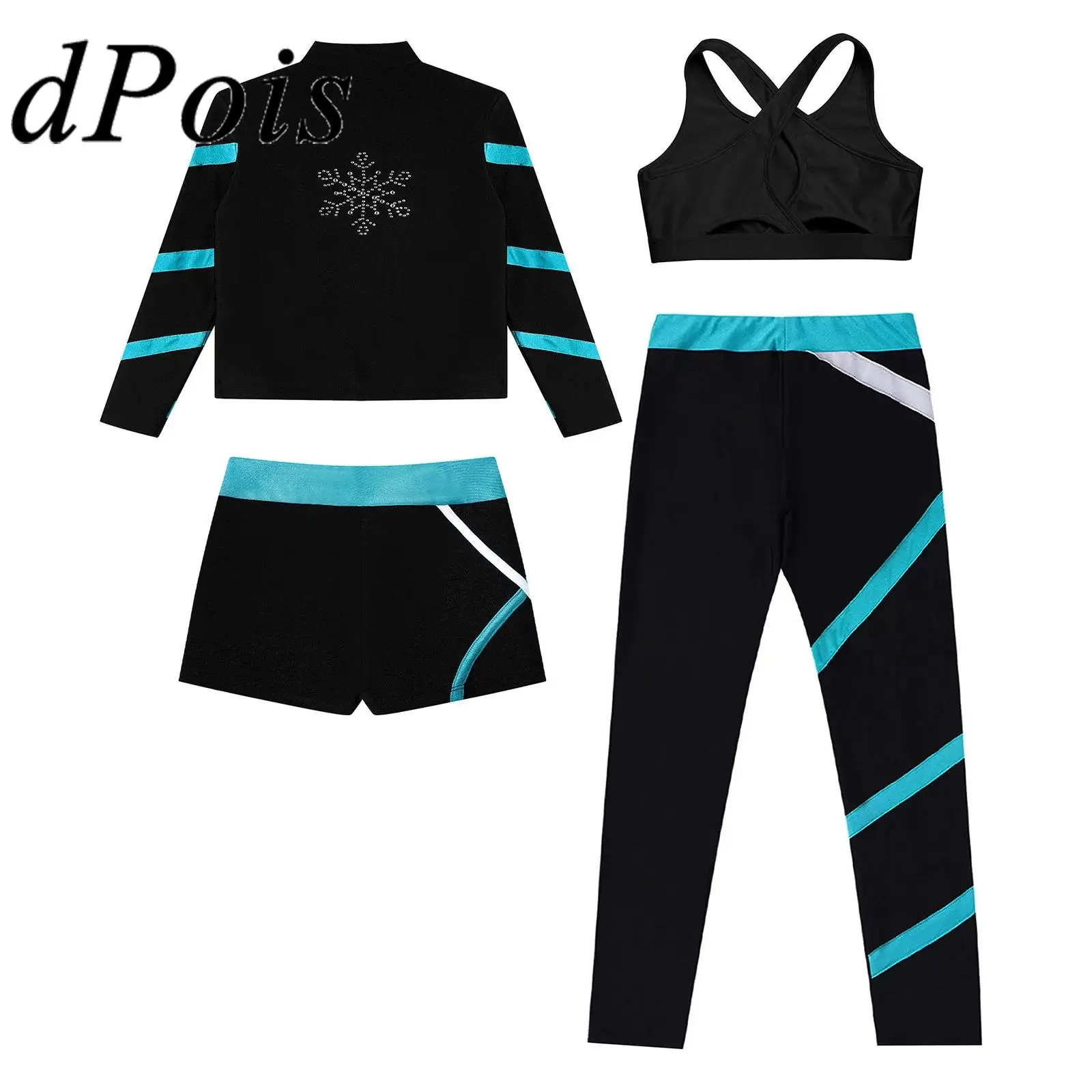 Ropa deportiva con forro polar para niñas, conjunto deportivo para gimnasia, chaqueta con cremallera y cuello levantado, mallas, pantalones cortos, trajes deportivos