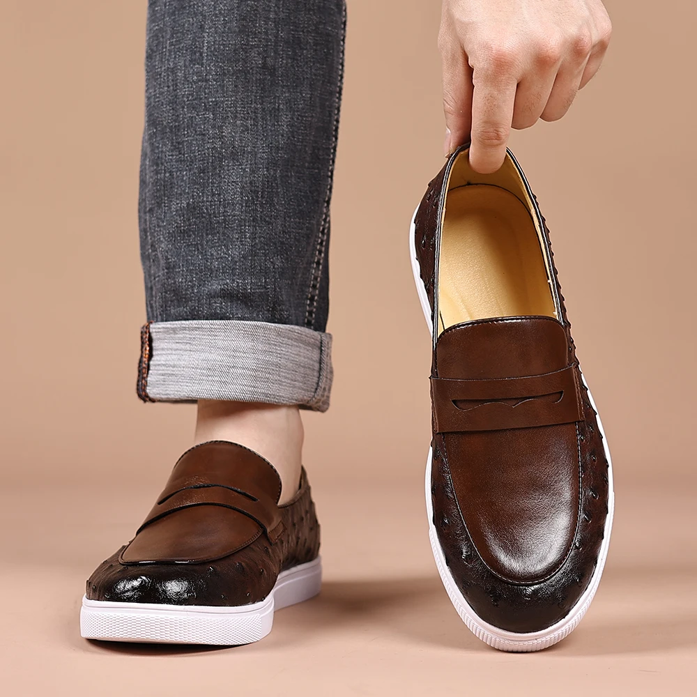 

Men Loafers PU Flat Bottom Solid Color Comfortable Classic Daily Business Casual Men Shoes