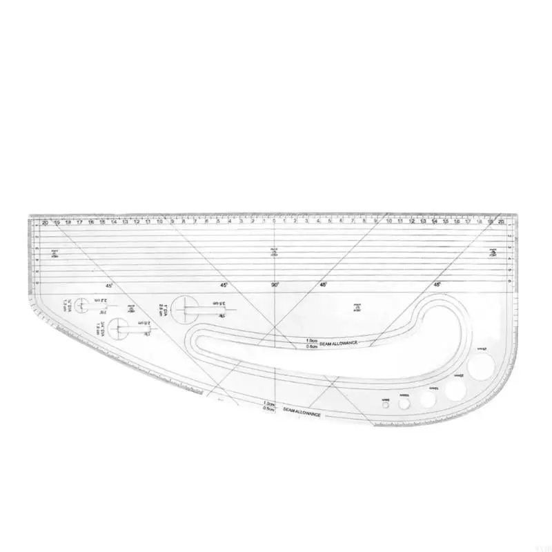 Sewing Template Acrylic Pattern Making Ruler Featuring 5 Button Cutting Guides 3 Eyelet Markers For Craft Projects 