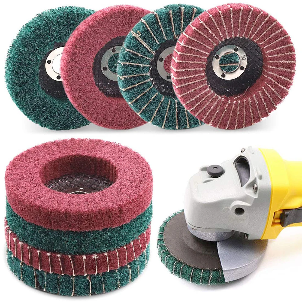

100mm Nylon Fiber Flap Polishing Wheel Disc 4 Inch Non-Woven Grinding Wheel Metal Wood Rotating Grinding Wheel For Angle Grinder