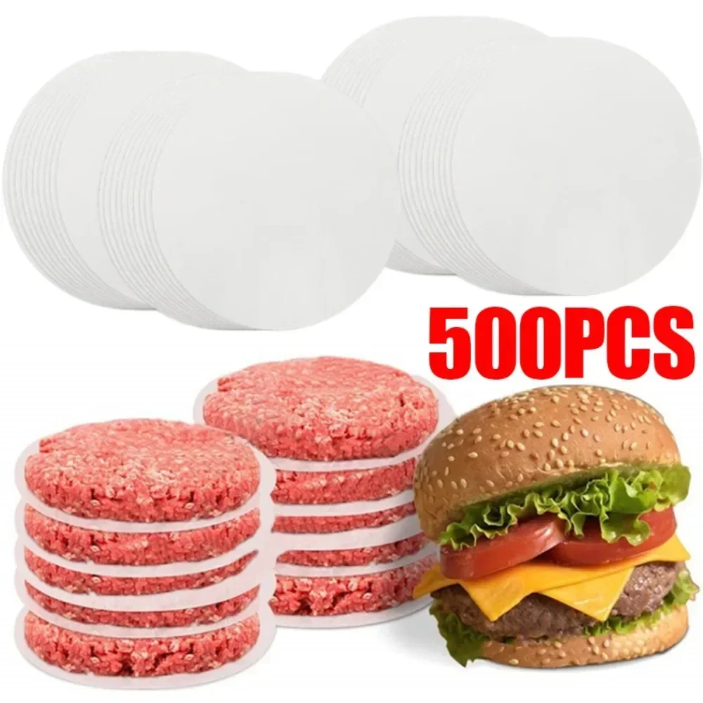 500 Disposable Hamburger Patty Separation Pads 11cm Round Hamburger Food Pads Paper Non-stick Oil Paper Baking Paper